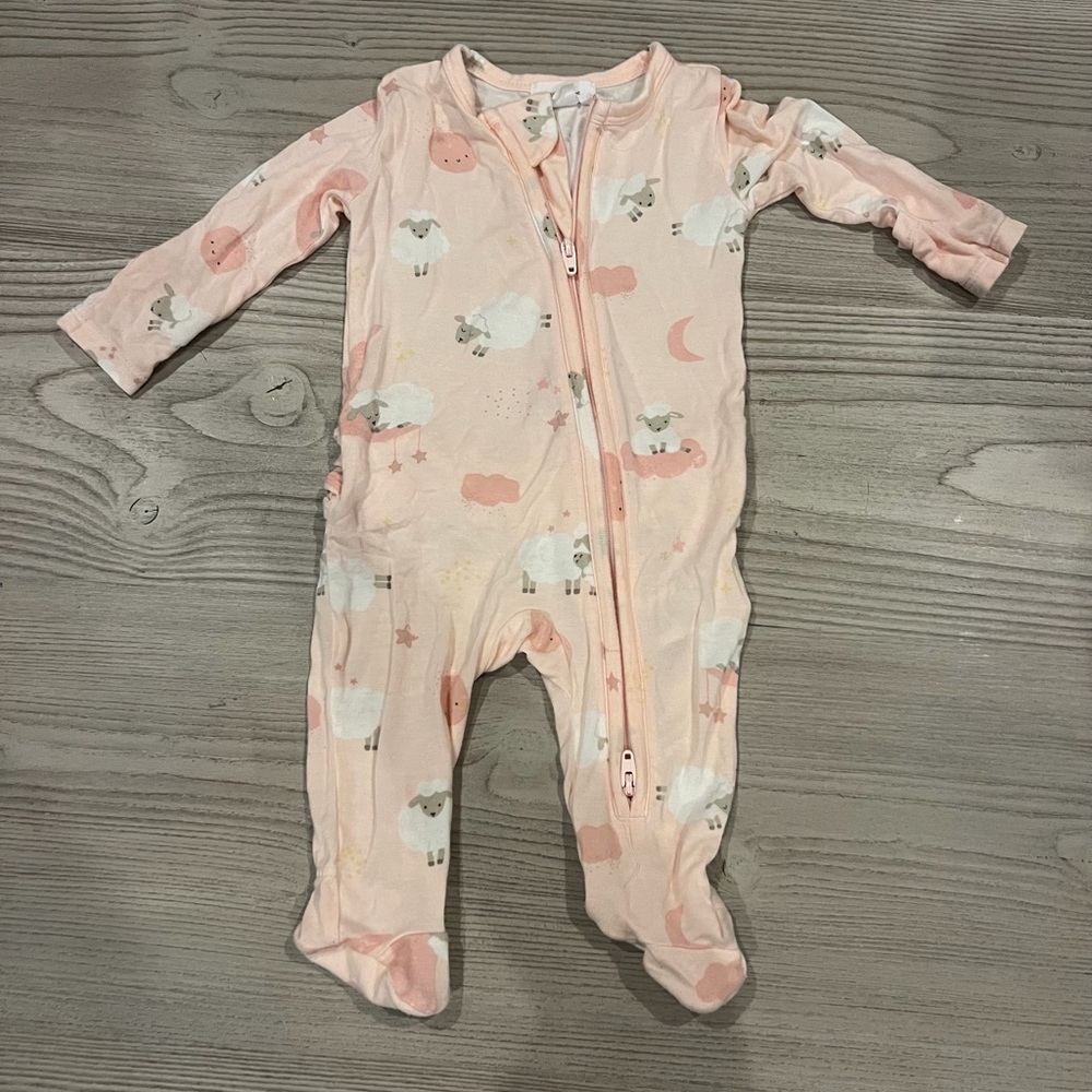 Pink Sheep Print Footie